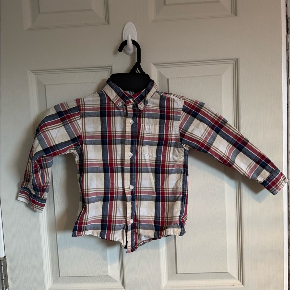Gymboree Plaid Button-Down Shirt in Red, Blue, White